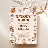 Spooky Vibes Halloween Cute Groovy Ghost Birthday Kaart