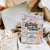 Spooky Vibes Halloween Cute Groovy Ghost Birthday Kaart