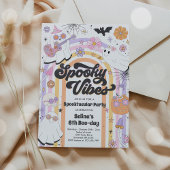 Spooky Vibes Halloween Cute Groovy Ghost Birthday Kaart