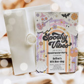 Spooky Vibes Halloween Cute Groovy Ghost Birthday Kaart