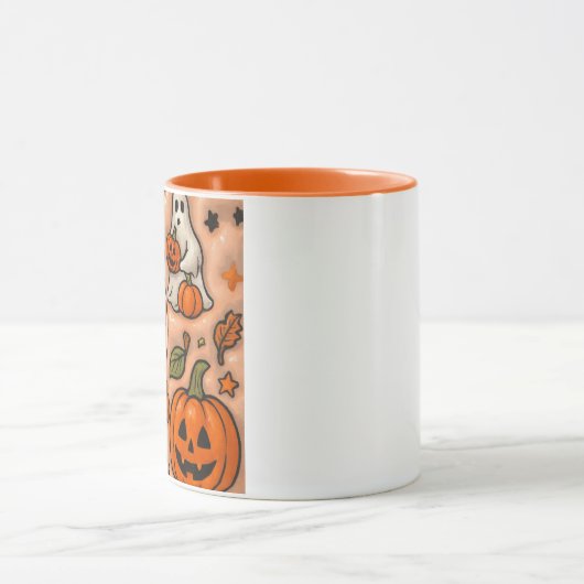 Spooky Vibes Halloween Design – Cute Ghosts & Pump Mok (Midden)