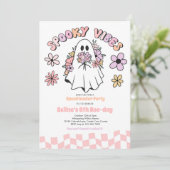 Spooky Vibes Halloween Floral Ghost Verjaardagsfee Kaart (Staand voorkant)