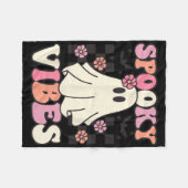 Spooky Vibes Halloween Ghost Kostuum Retro Groovy Fleece Deken (Voorkant (Horizontaal))