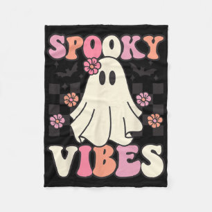 Spooky Vibes Halloween Ghost Kostuum Retro Groovy Fleece Deken