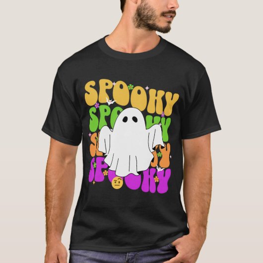 Spooky Vibes: Halloween grafisch T-shirt (Voorkant)
