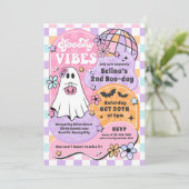 Spooky Vibes Halloween Groovy Ghost Verjaardagsfee Kaart (Staand voorkant)