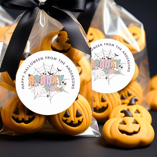 Spooky Vibes Halloween Groovy Treat Bag Sticker