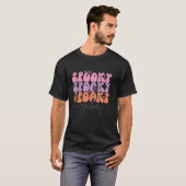 Spooky Vibes Halloween Kostuum Schedel Retro T-shirt (Voorkant volledig)