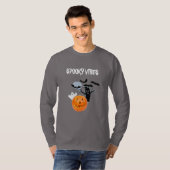 Spooky Vibes Halloween met White Ghost & Text T-shirt (Voorkant volledig)