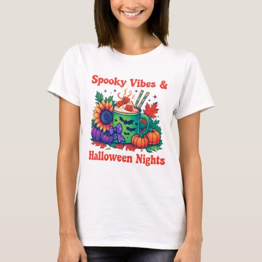 Spooky Vibes Halloween Night Funny T-Shirt (Voorkant)