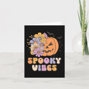 Spooky Vibes Halloween pompoen kostuum Retro Groov Kaart