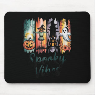 Spooky Vibes Halloween Pumpkin Ghost Bat Haunted H Muismat