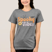 Spooky Vibes Halloween Schattigee pompoen vleermui Tri-Blend Shirt (Voorkant)