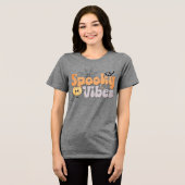 Spooky Vibes Halloween Schattigee pompoen vleermui Tri-Blend Shirt (Voorkant volledig)