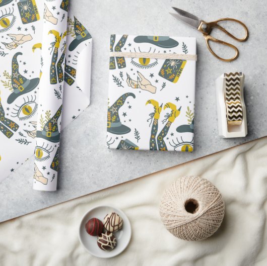 Spooky vibes Halloween symbolen patroon Cadeaupapier (Crafts)