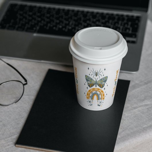 Spooky Vibes Halloween symbolen patroon Papieren b Papieren Bekers