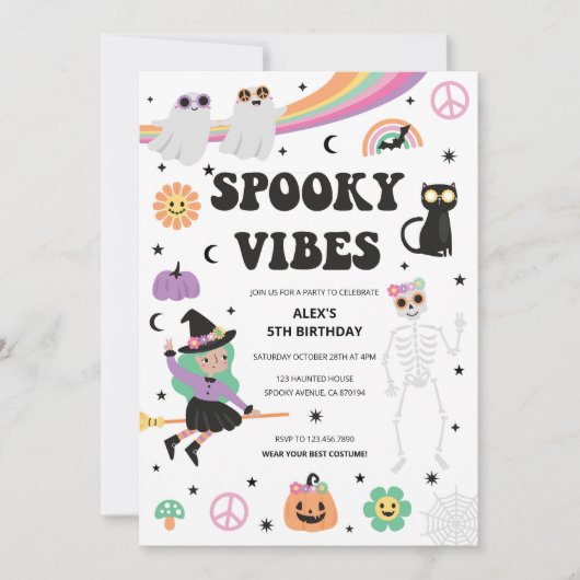 Spooky Vibes Halloween uitnodiging (Voorkant)
