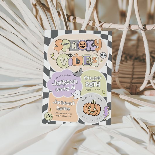 Spooky Vibes Halloween Verjaardagsuitnodiging Kaart