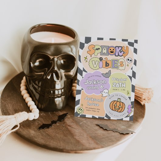 Spooky Vibes Halloween Verjaardagsuitnodiging Kaart