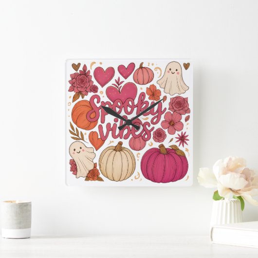 Spooky Vibes - Halloween Vierkante Klok (Huis)