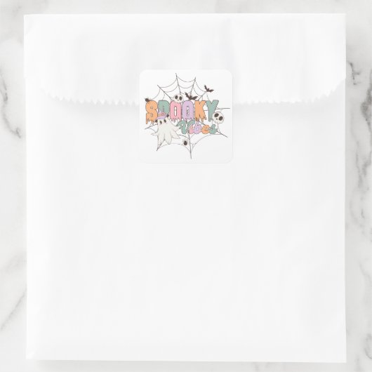 Spooky Vibes Halloween Vierkante Sticker (Tas)