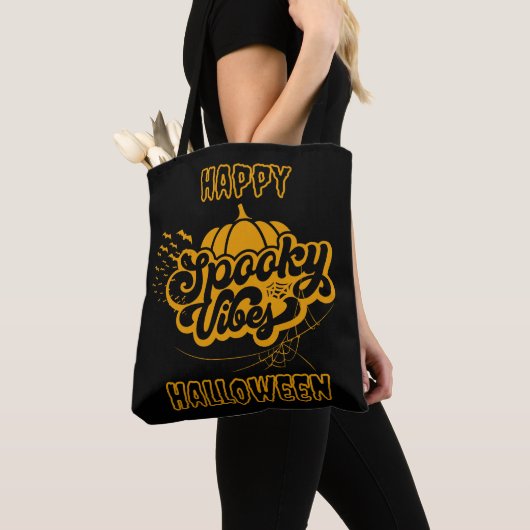Spooky Vibes Happy Hallowen Tote Bag (Dichtbij)
