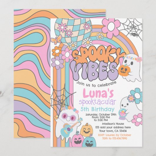 Spooky Vibes Hippie Halloween ANY AGE Kaart (Voorkant / Achterkant)