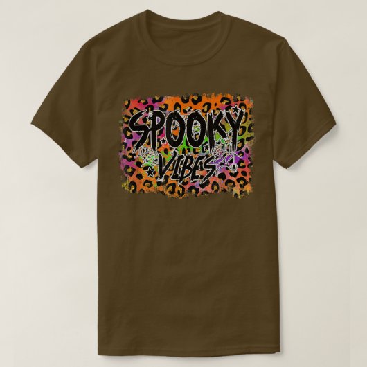 Spooky Vibes Leopard Halloween T-shirt (Design voorkant)