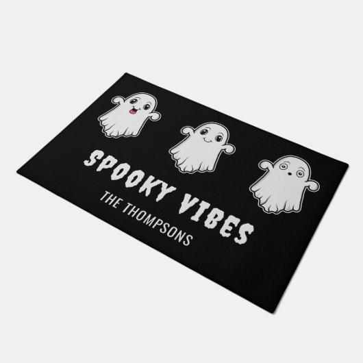 Spooky Vibes Leuke Cartoon Geesten Zwart Halloween Deurmat (Schuin)