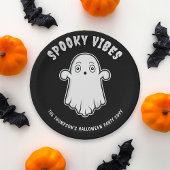 Spooky Vibes Leuke Ghost Halloween Zwart en Wit Papieren Bordje