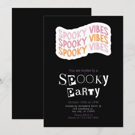 Spooky vibes moderne minimalistische Halloween Kaart (Voorkant / Achterkant)