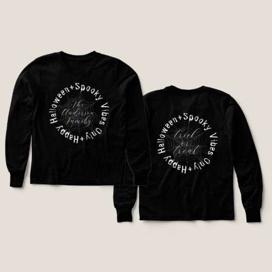 Spooky Vibes Only Familienaam Halloween T-shirt (Voorkant /achterkant)