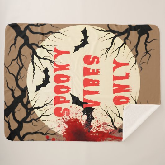 Spooky Vibes Only Halloween Bat en Bloedspetter Sherpa Deken (Voorkant (horizontaal))