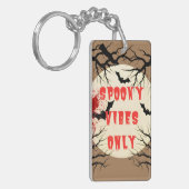 Spooky Vibes Only Halloween Bat en Bloedspetter Sleutelhanger (Voorkant Links)