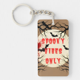 Spooky Vibes Only Halloween Bat en Bloedspetter Sleutelhanger