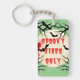Spooky Vibes Only Halloween Bat en Bloedspetter Sleutelhanger