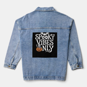 Spooky Vibes Only Halloween Luiaard Oversized T-Sh Denim Jacket