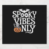 Spooky Vibes Only Halloween Luiaard Oversized T-sh Sparkling Wijnetiket (Enkel label)