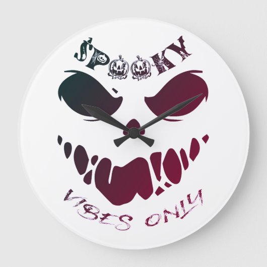 Spooky Vibes Only-Halloween Monster  Grote Klok (Voorkant)