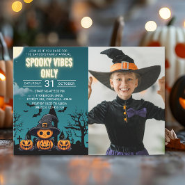 Spooky Vibes Only Halloween Party – Cute Pumpkin Kaart