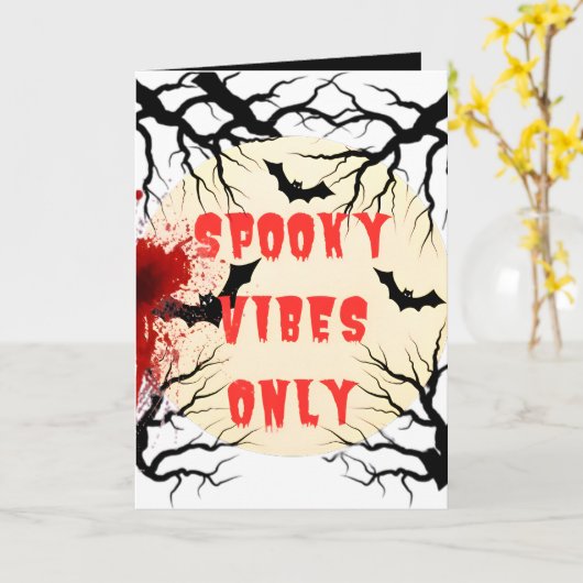 Spooky Vibes Only Halloween Vleermuizen Bloedige K Kaart (Gele Bloem)