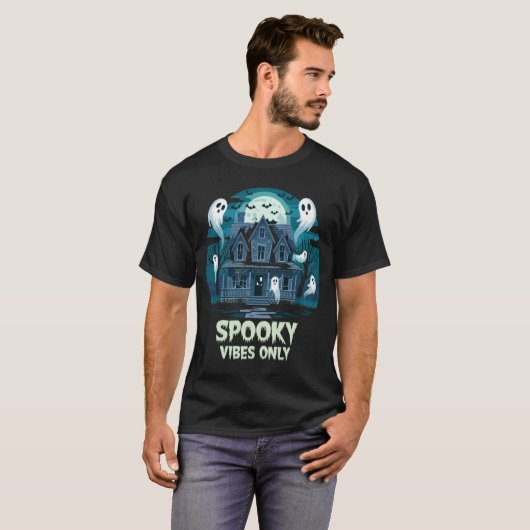 Spooky Vibes Only - Hauntingly Cool Halloween Vibe T-shirt (Voorkant volledig)