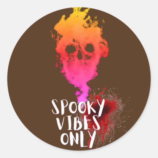 Spooky Vibes Only Red Smoke Skull Halloween Ronde Sticker (Voorkant)