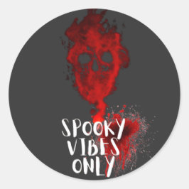 Spooky Vibes Only Red Smoke Skull Halloween Ronde Sticker