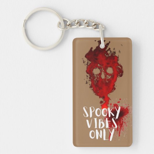 Spooky Vibes Only Red Smoke Skull Halloween Sleutelhanger (Voorkant)