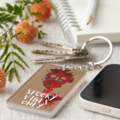 Spooky Vibes Only Red Smoke Skull Halloween Sleutelhanger (Voorkant Rechts)