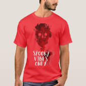 Spooky Vibes Only Red Smoke Skull Halloween T-shir T-shirt (Voorkant)