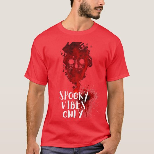 Spooky Vibes Only Red Smoke Skull Halloween T-shir T-shirt (Voorkant)