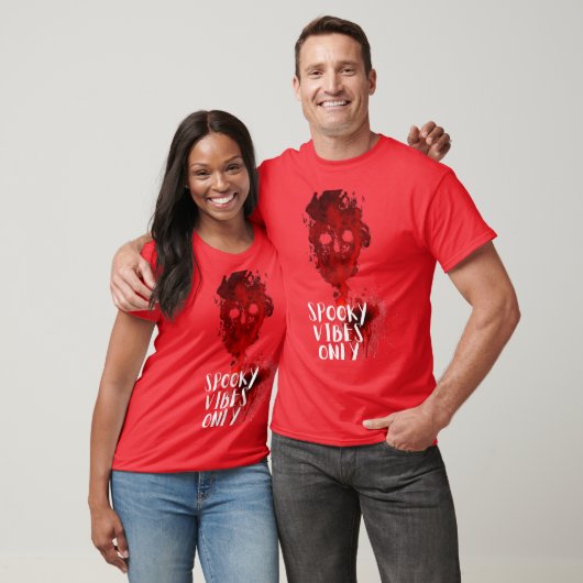 Spooky Vibes Only Red Smoke Skull Halloween T-shir T-shirt (Unisex)