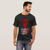 Spooky Vibes Only Red Smoke Skull Halloween T-shir T-shirt (Voorkant volledig)